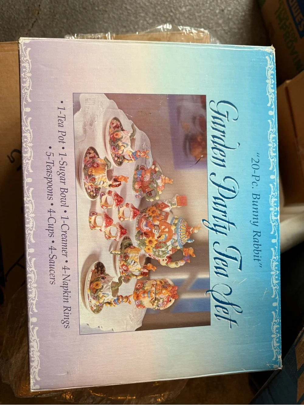 Garden Party Tea Set Box - Floral Bunny 20-Pc